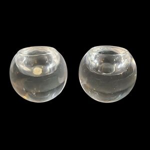 Cracker Barrel Glass Tealight Round Candle Holders Set Of 2
